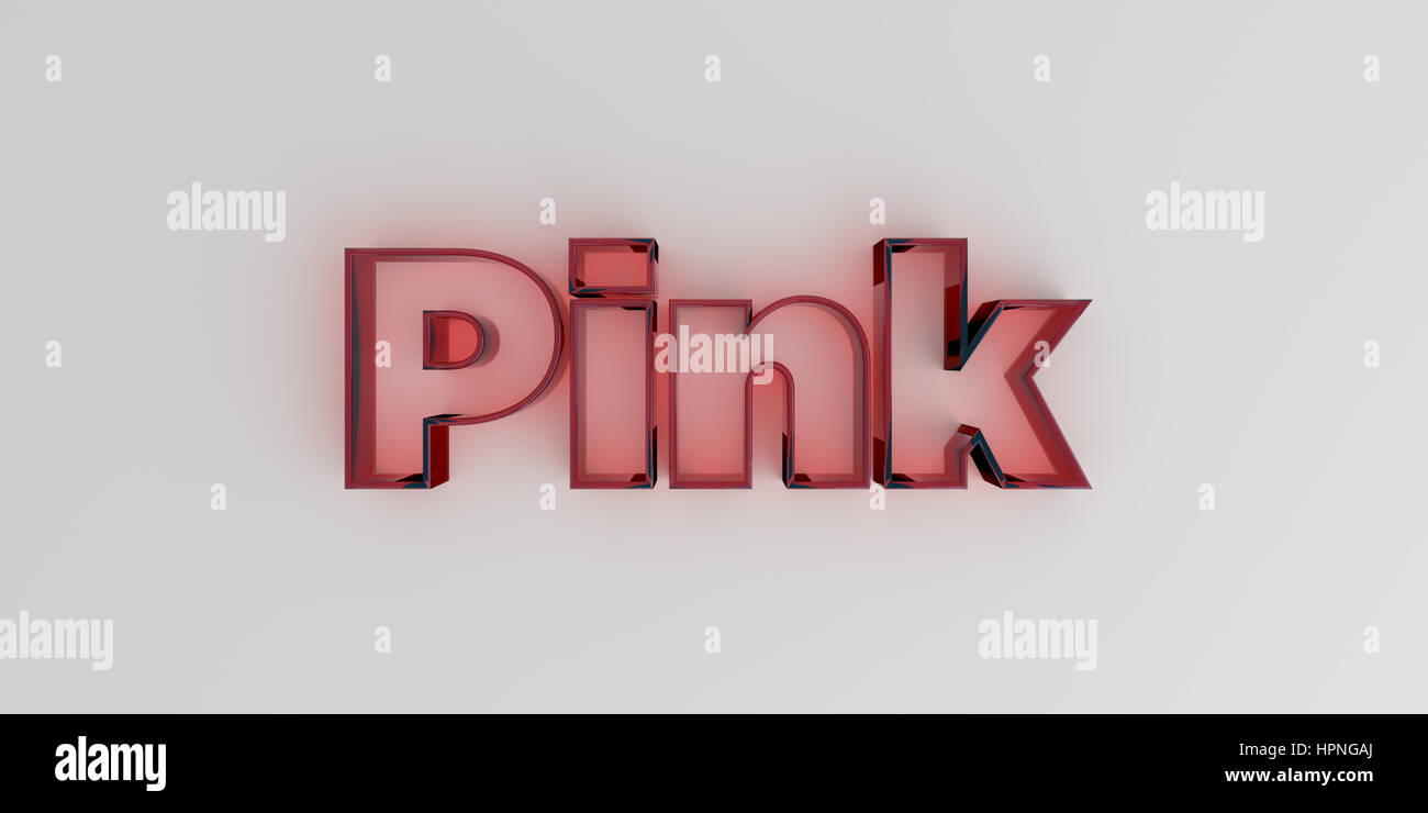 Pink - Red glass text on white background - 3D rendered royalty free ...