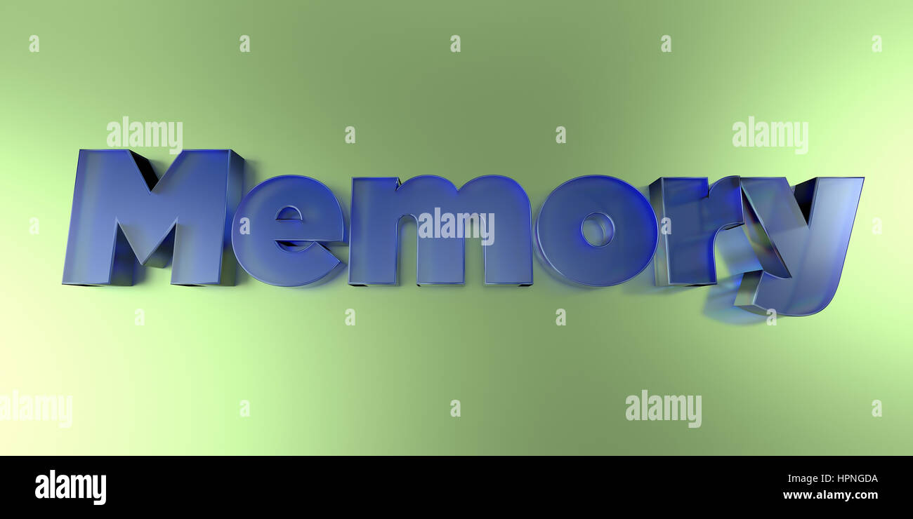 Memory - colorful glass text on vibrant background - 3D rendered ...