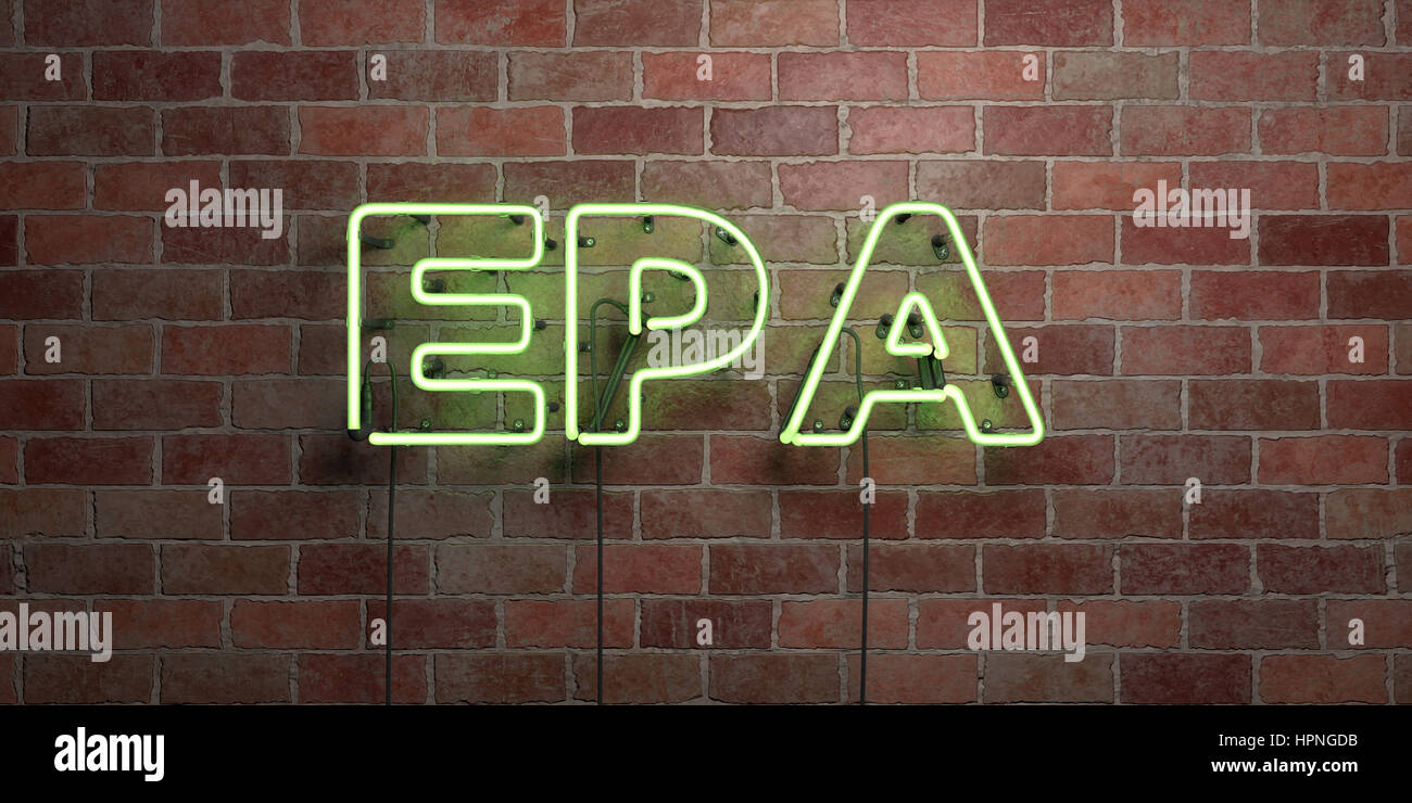 EPA - fluorescent Neon tube Sign on brickwork - Front view - 3D ...