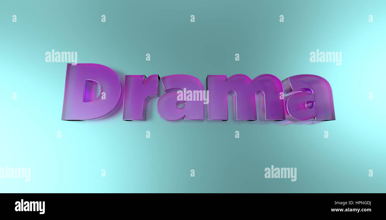 Drama - colorful glass text on vibrant background - 3D rendered royalty free stock image. Stock Photo