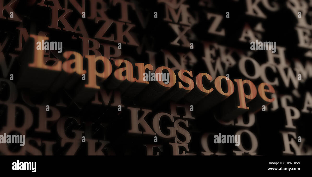 laparoscope - Wooden 3D rendered letters/message.  Can be used for an online banner ad or a print postcard. Stock Photo