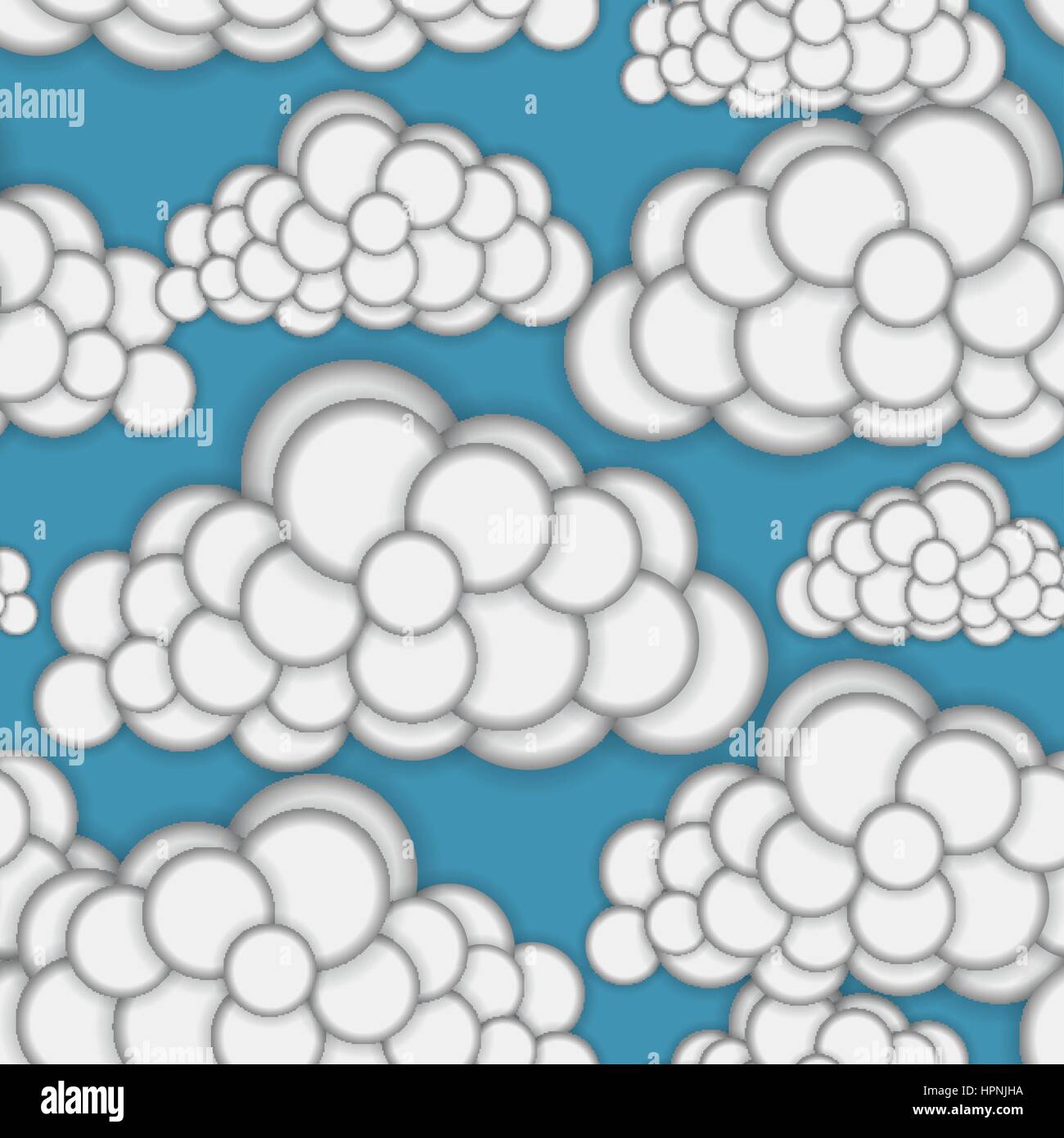 Seamless pattern with clouds. Convex round shapes. Spring sky. Cloudiness. Seasonal weather. Repeating background. Vector illustration, eps10 Stock Vector
