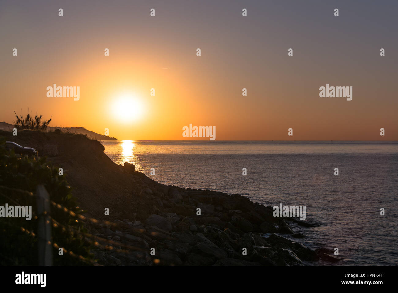Sunrise in Sanremo, Italy Stock Photo