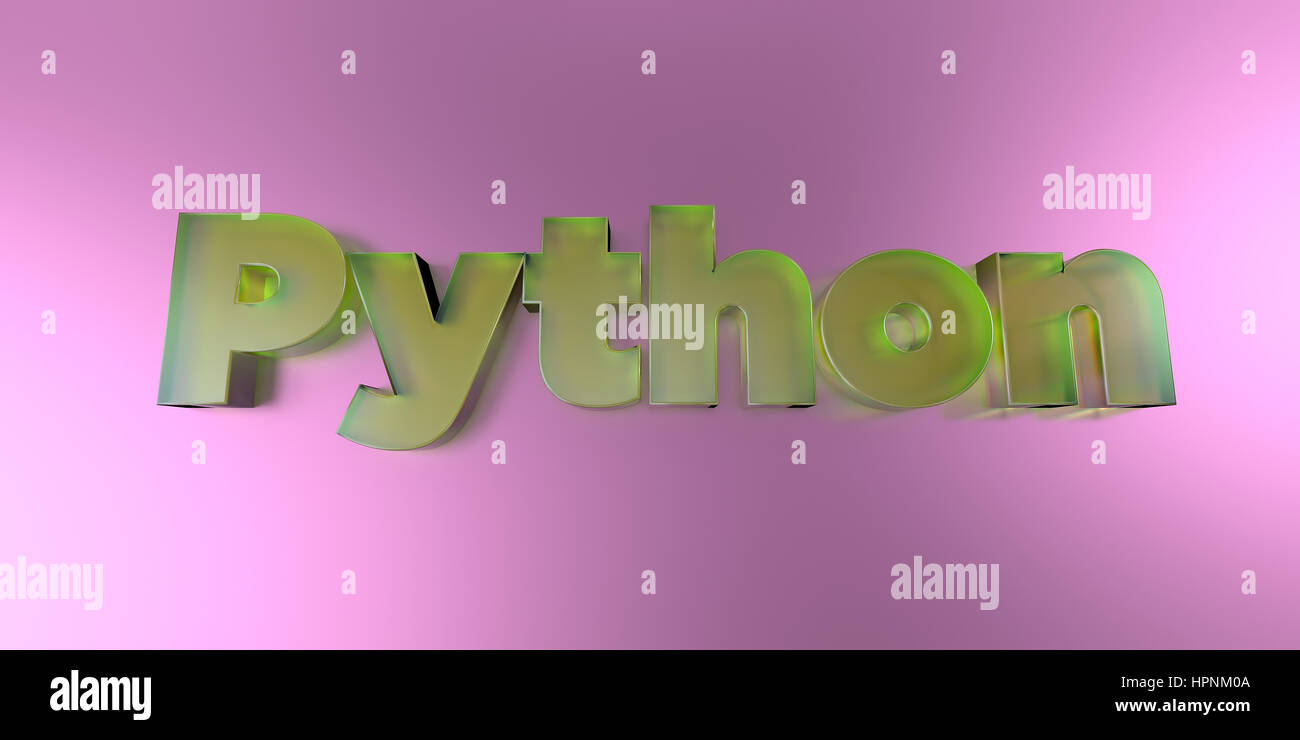 Python - colorful glass text on vibrant background - 3D rendered ...