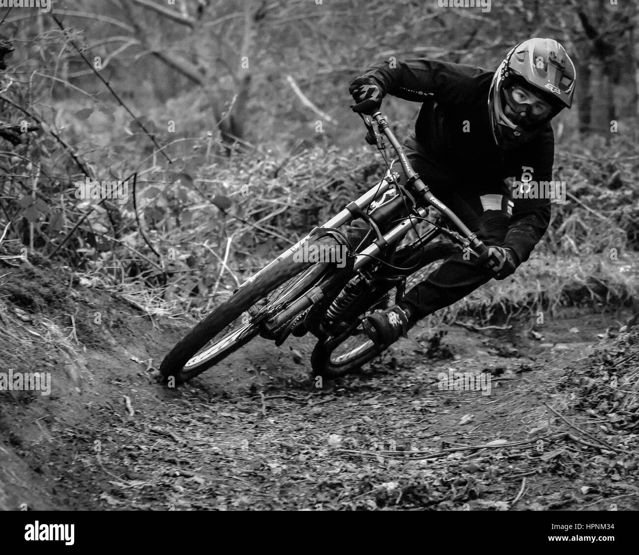Downhill Mountain Biking Stock Photo Alamy