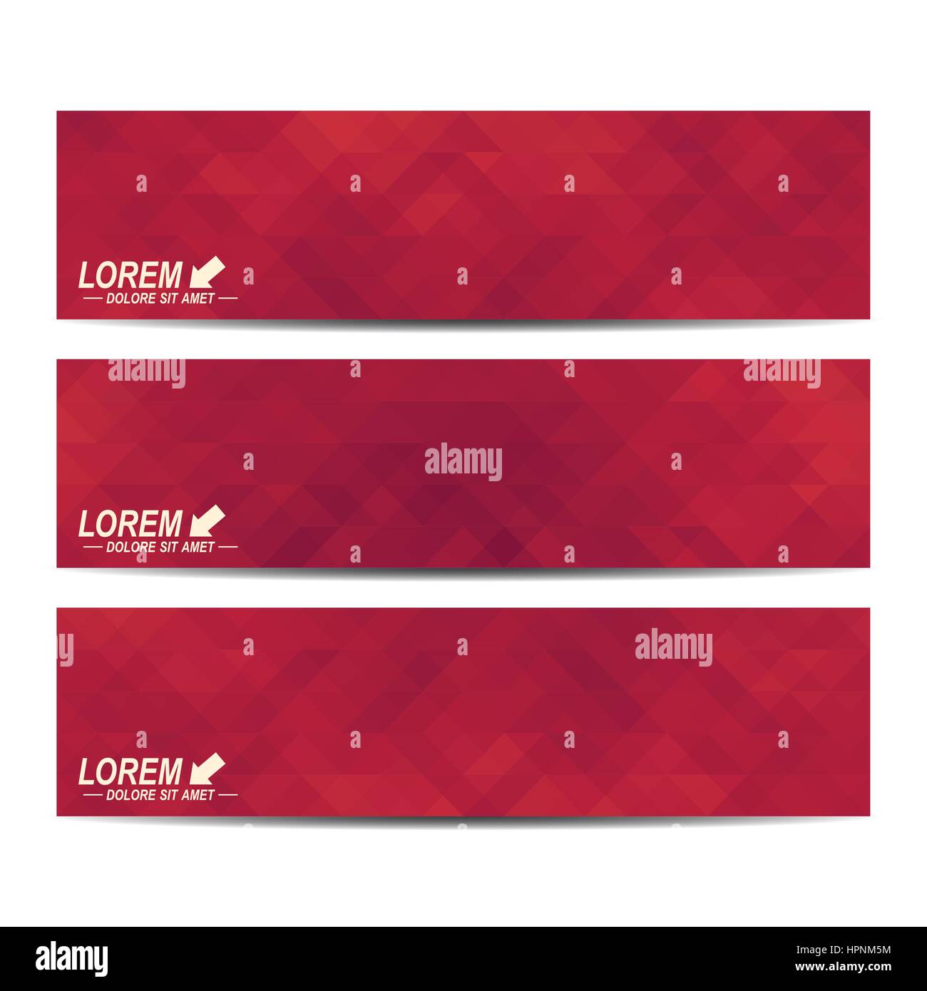 Red set of vector banners. Background with red triangles. Web banners, card, vip, certificate, gift, voucher. Modern business stylish design Stock Vector