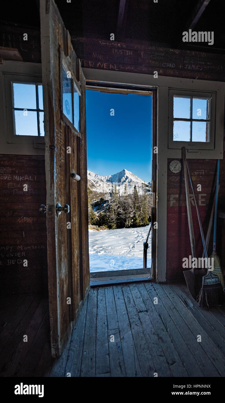A View Of The Pioneer Cabin Near Ketchum Idaho Stock Photo