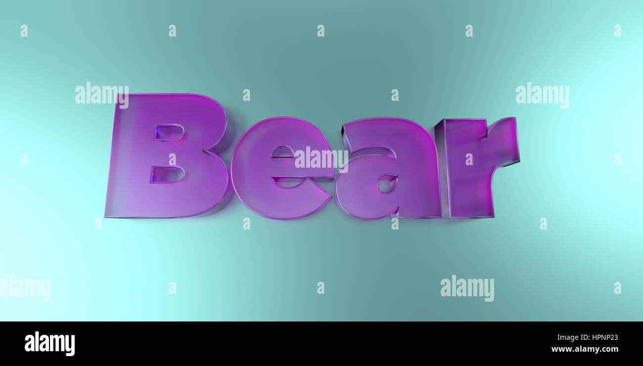 Bear - colorful glass text on vibrant background - 3D rendered royalty free stock image. Stock Photo