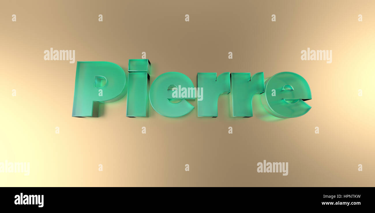 Pierre - colorful glass text on vibrant background - 3D rendered royalty free stock image. Stock Photo