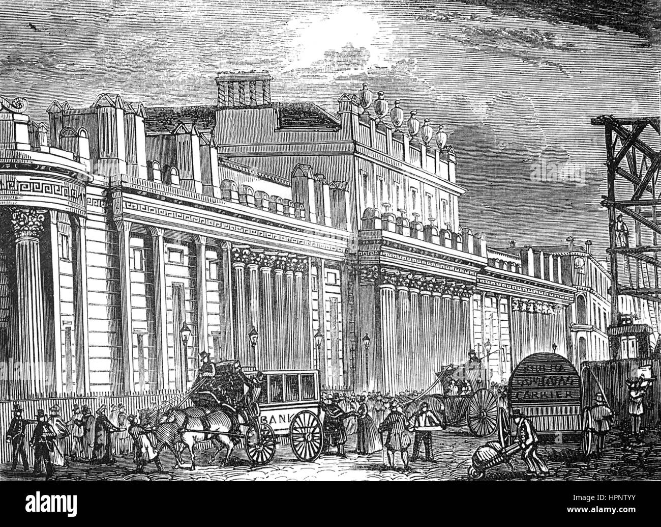 BANK OF ENGLAND building in Threadneedle Street about 1830, designed by Sir John Sloane Stock Photo