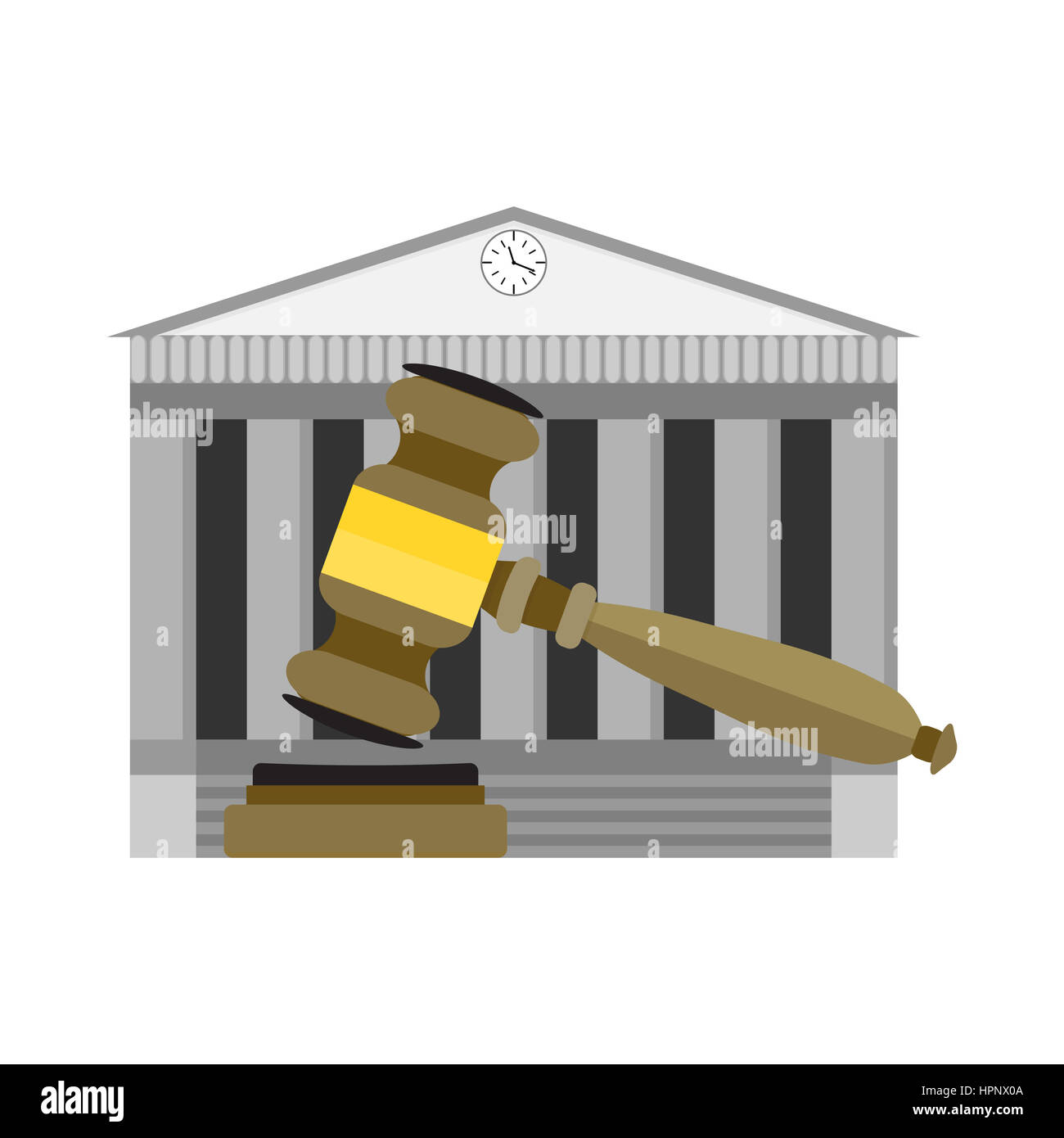Legitimate decision of court. Government jurisdiction, institution authority court. Vector illustration Stock Photo