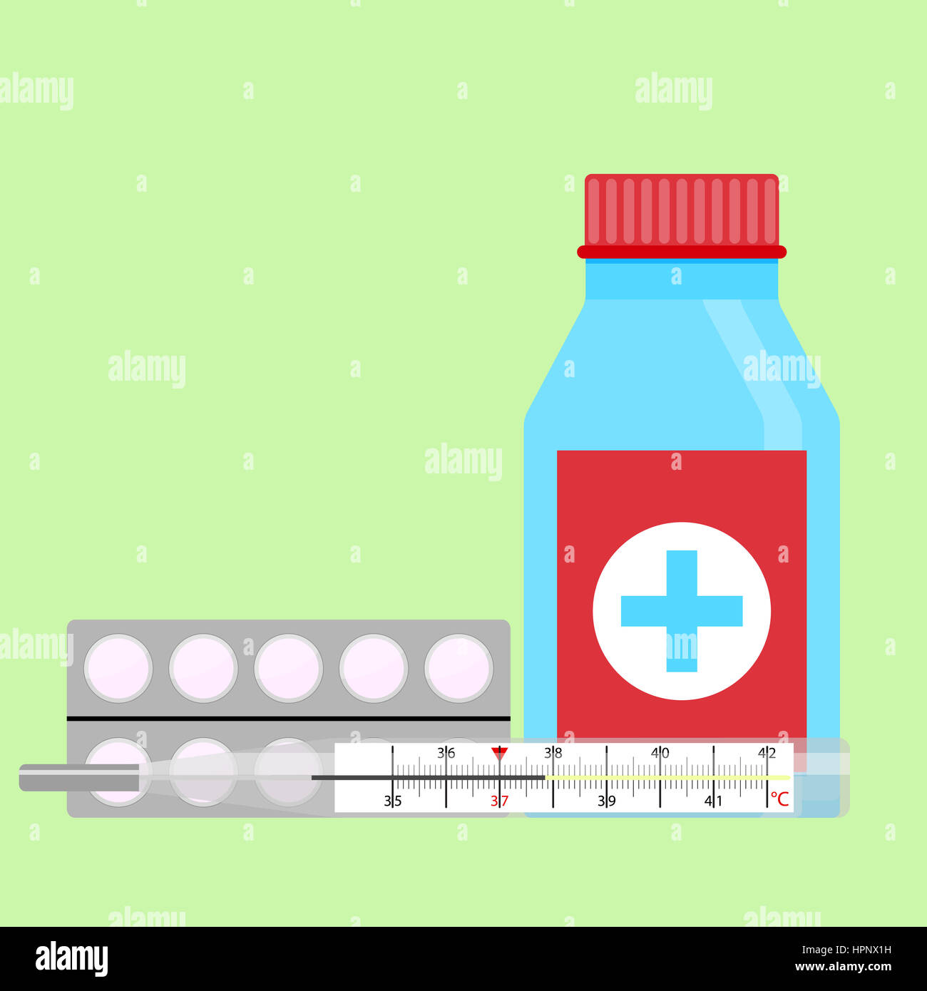 Cold treatment vector. Medical medicament, disease epidemic pneumonia