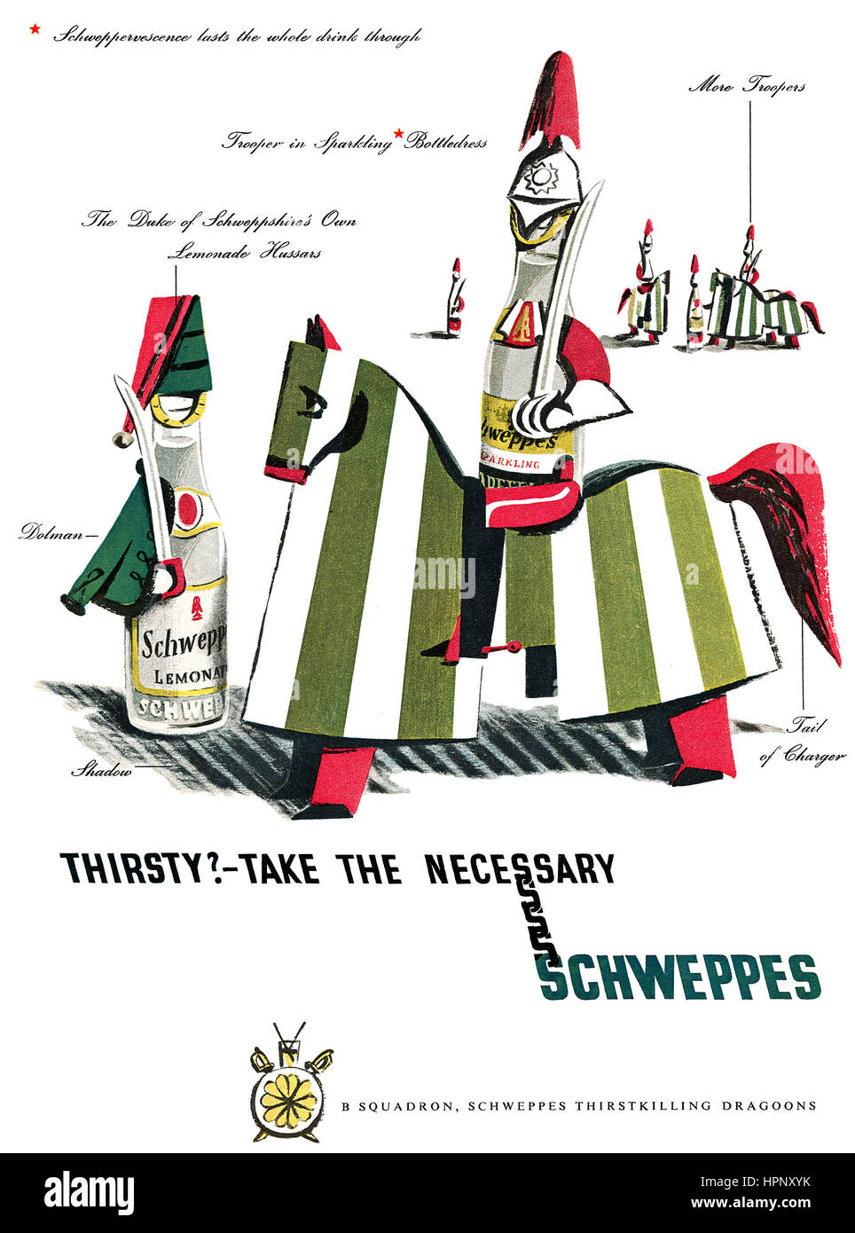 1953 British advertisement for Schweppes Lemonade. Stock Photo