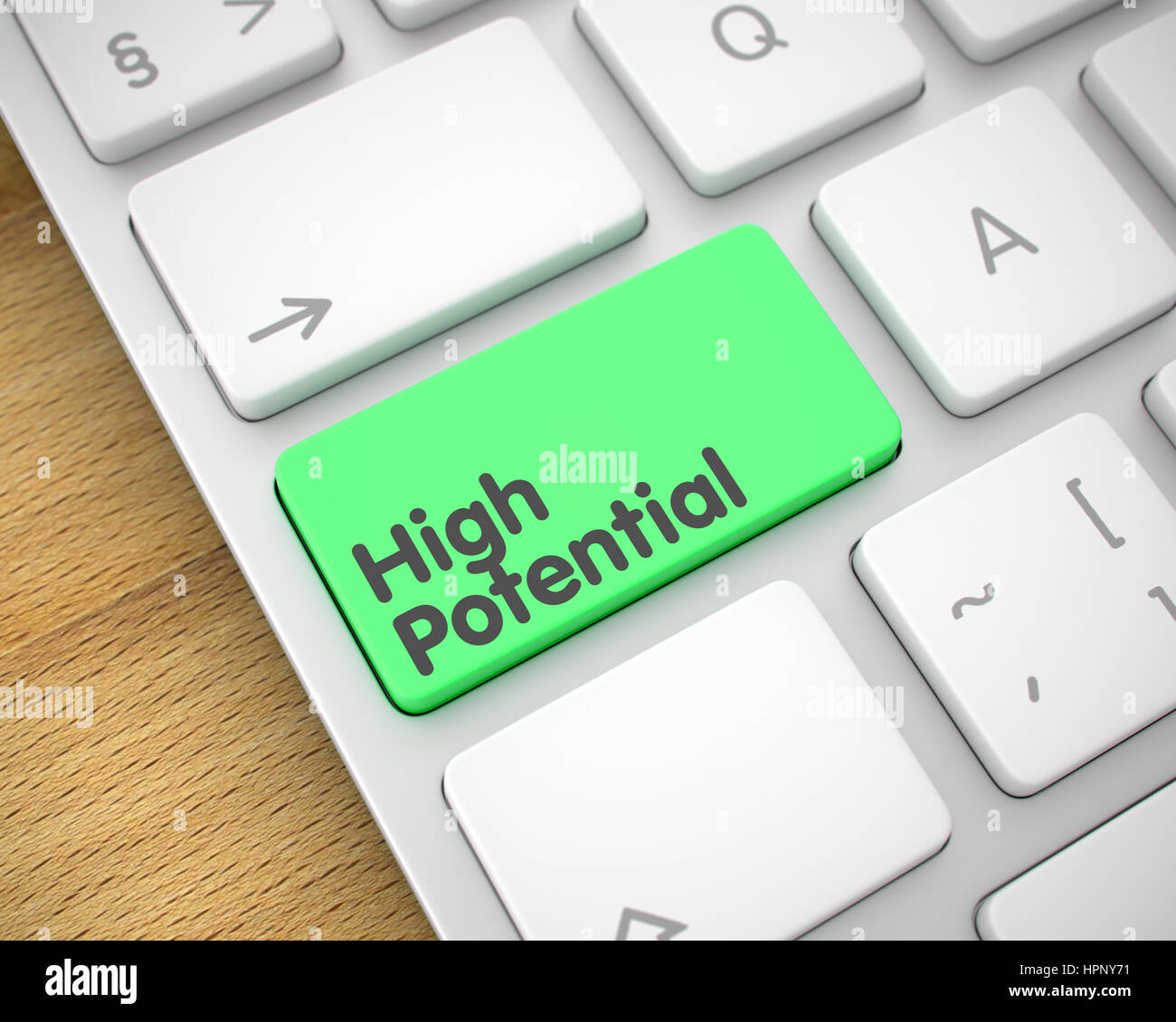 High Potential - Message on the Green Keyboard Key. 3D. Stock Photo