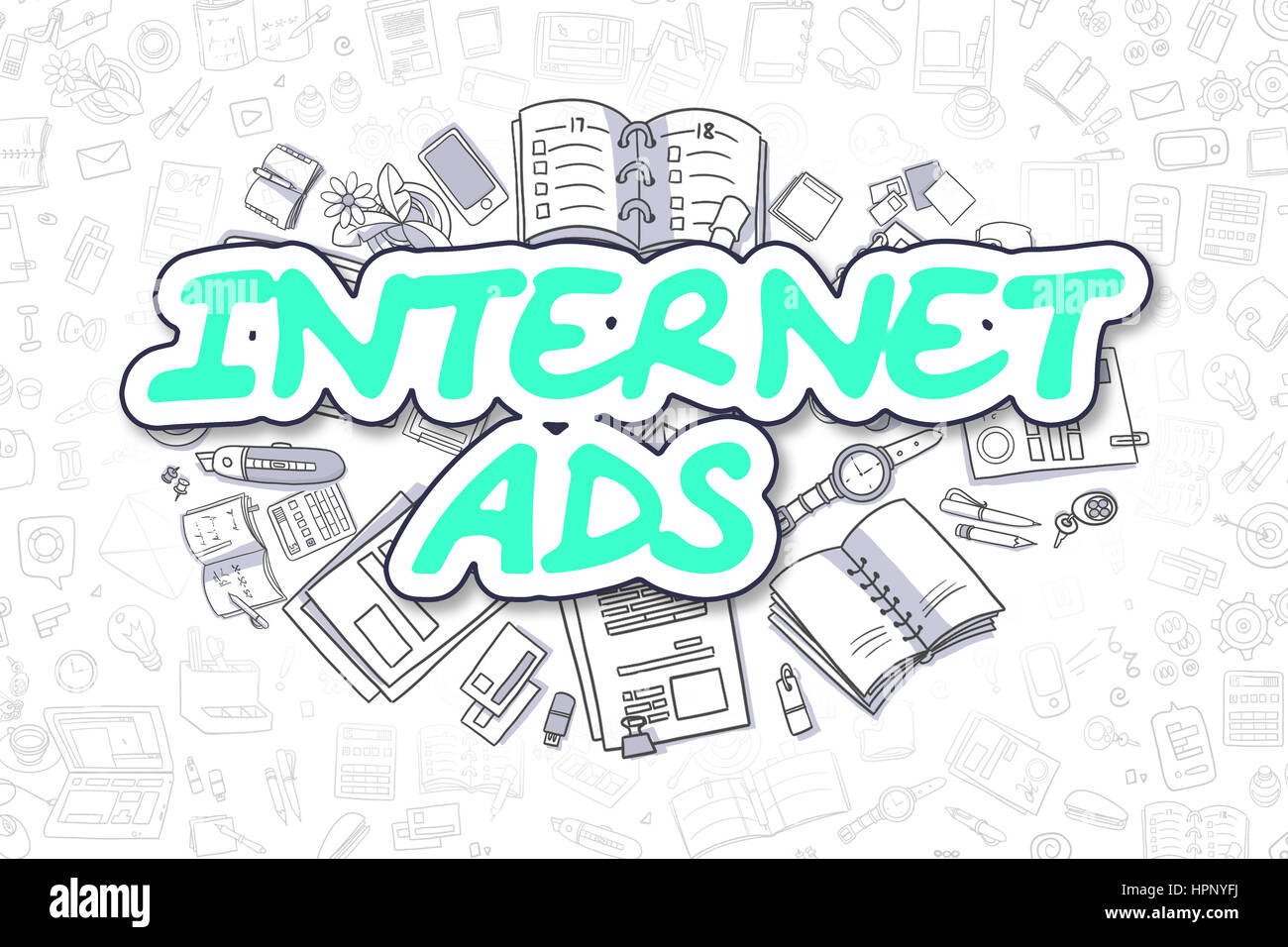 Internet Ads - Doodle Green Inscription. Business Concept. Stock Photo