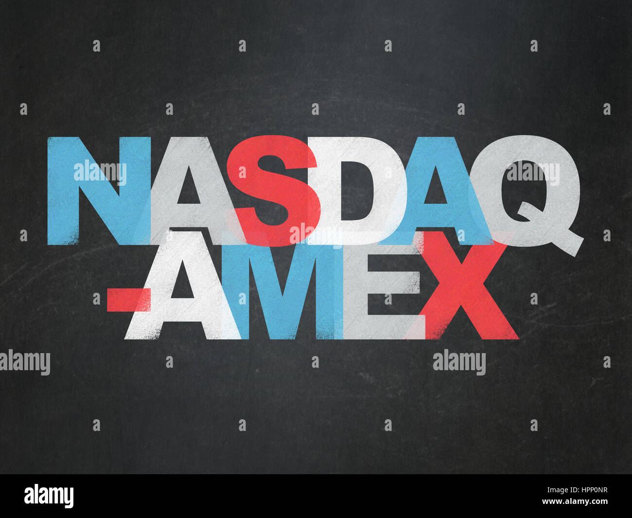 Stock market indexes concept: NASDAQ-AMEX on School board background Stock Photo