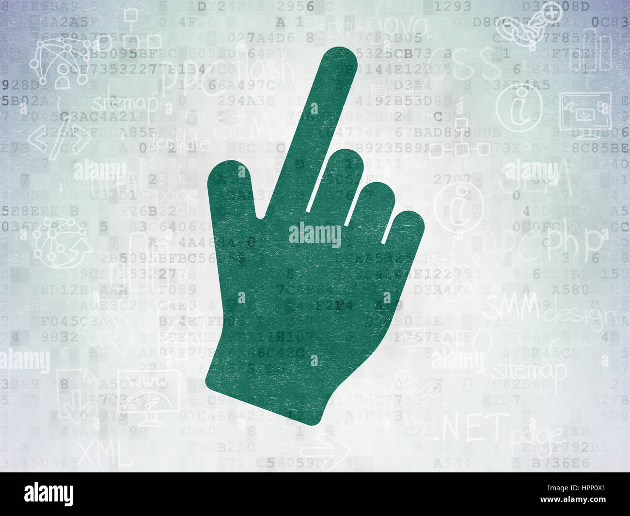 Web development concept: Mouse Cursor on Digital Data Paper background ...