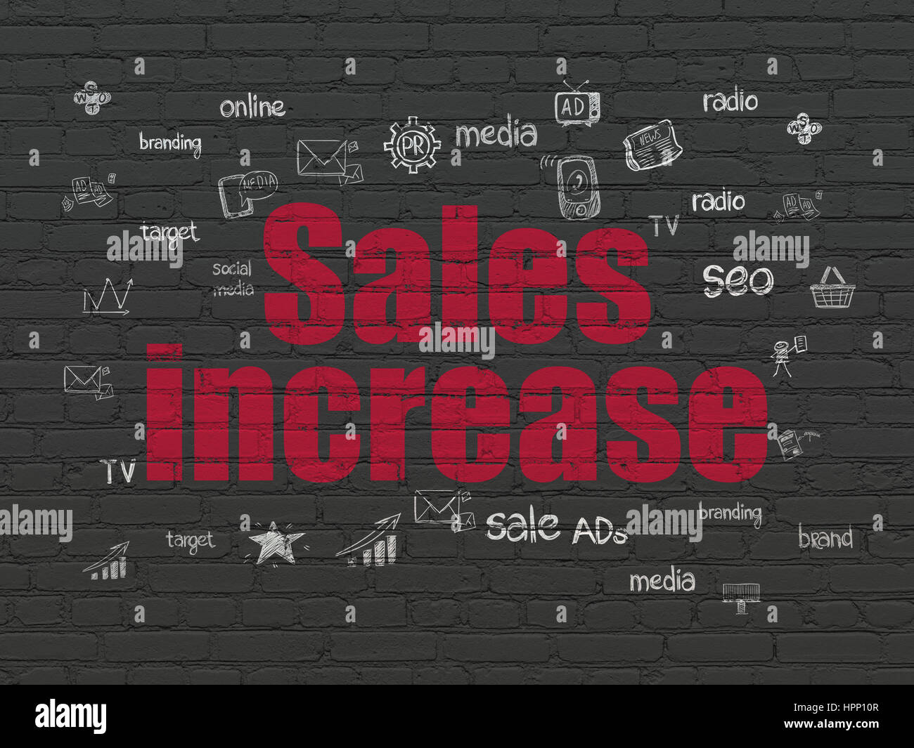 Advertising concept: Sales Increase on wall background Stock Photo - Alamy