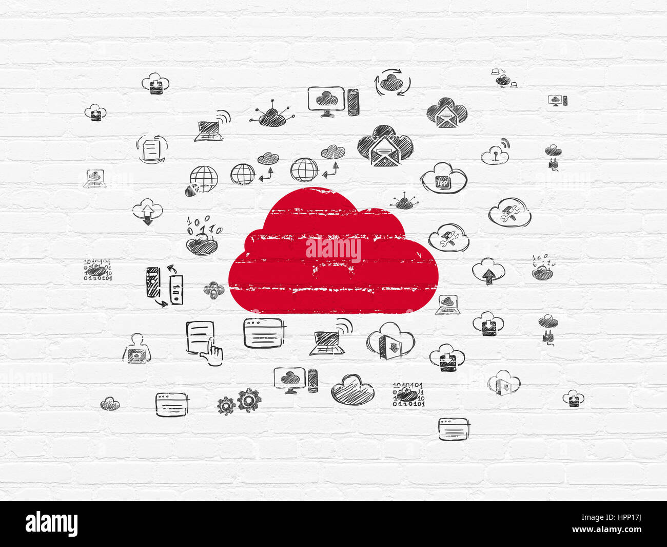 Cloud computing concept: Cloud on wall background Stock Photo - Alamy