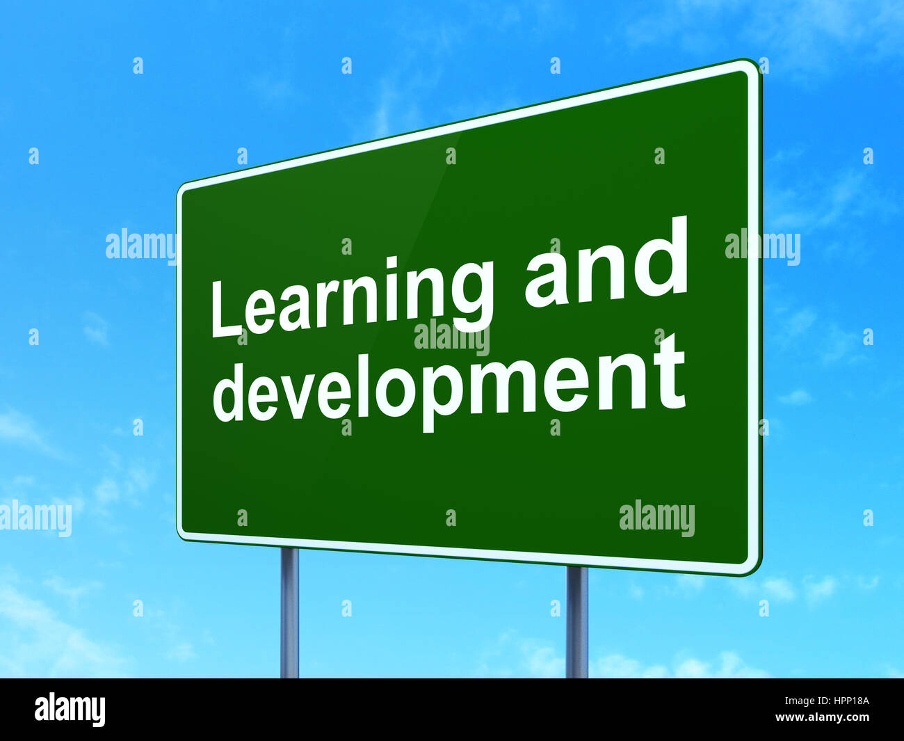 Learning concept: Learning And Development on road sign background ...