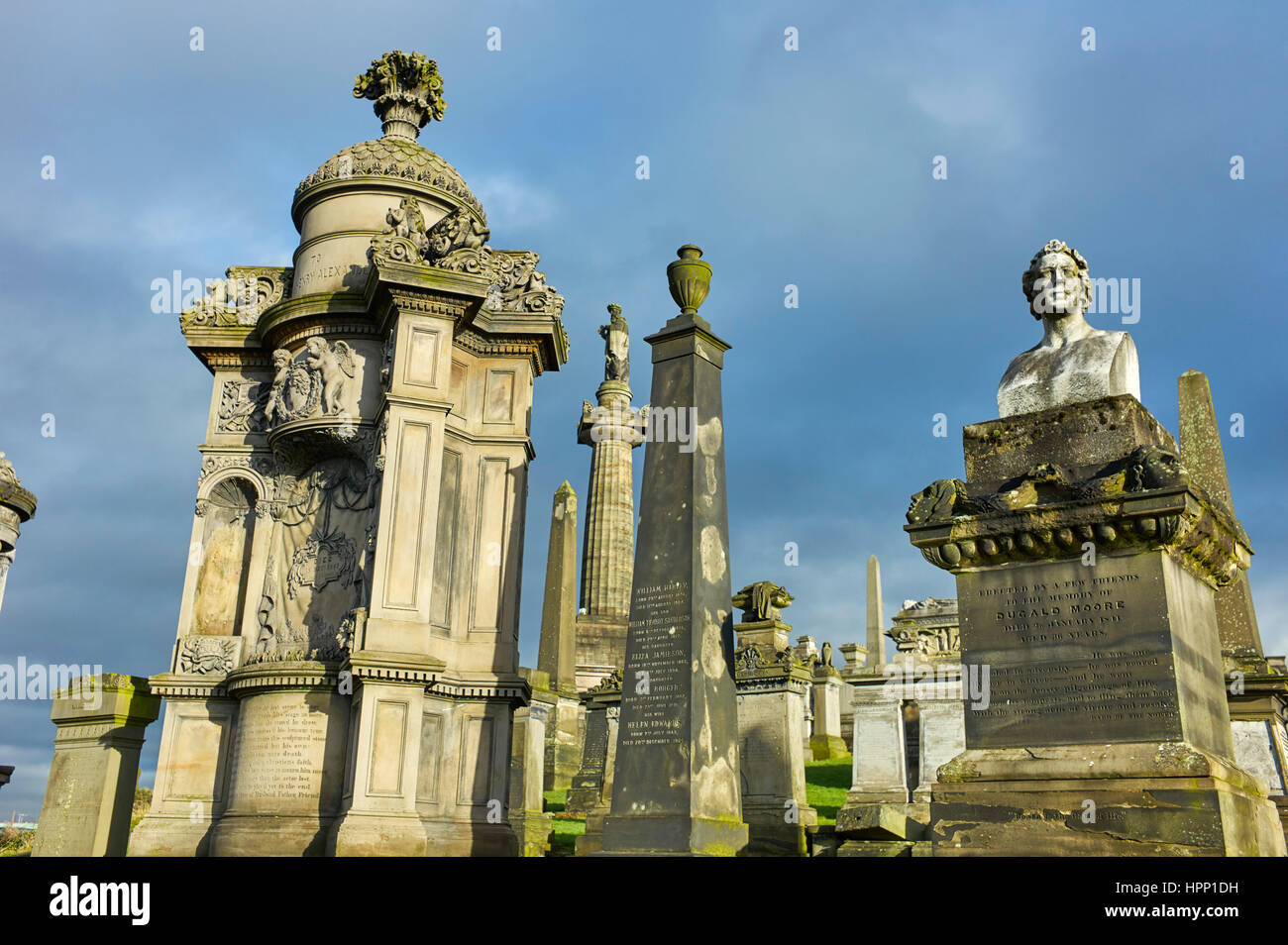 Necropolis tombstones in Glasgow Stock Photo