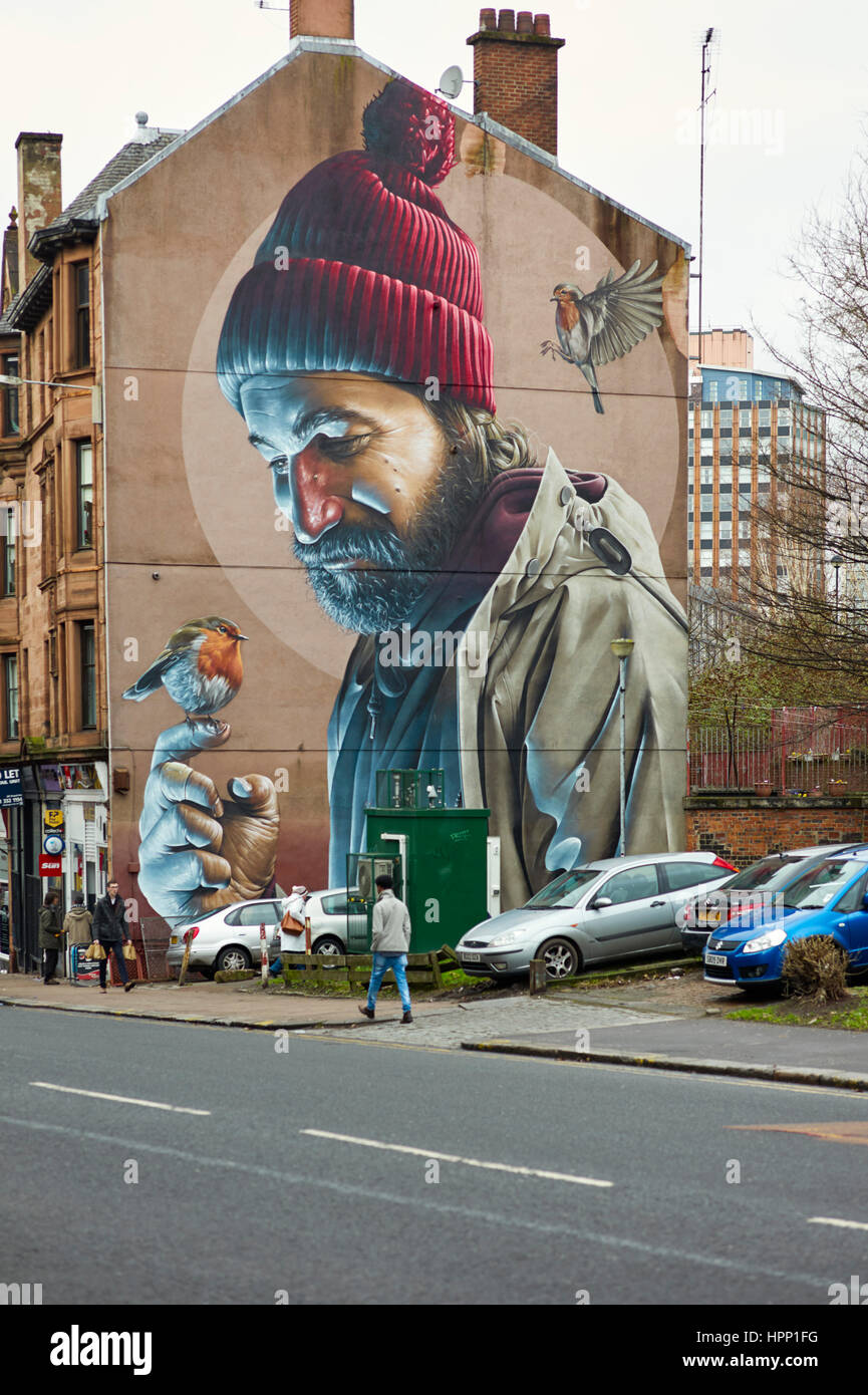 Mural on wall in Glasgow, Scotland Stock Photo
