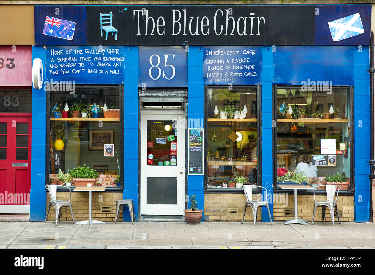 The Blue Chair, independent cafe in Glasgow Stock Photo