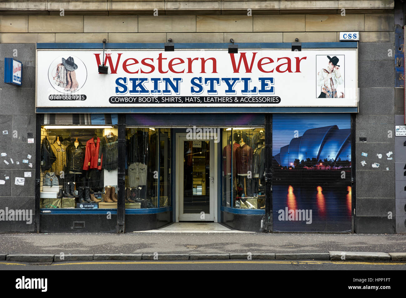 Glasgow country and western clothes shop Stock Photo - Alamy