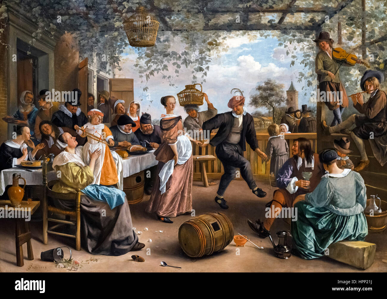 Jan Steen 'The Dancing Couple', oil on canvas, c.1663 Stock Photo