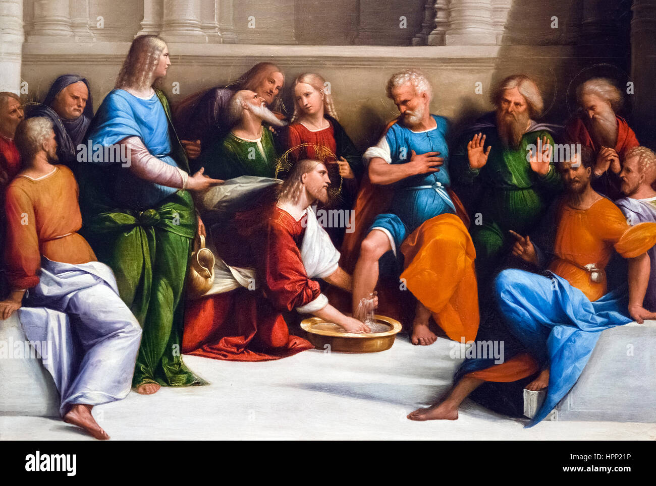 Christ Washing the Disciples' Feet by Garofalo (Benvenuto Tisi: 1481-1559), oil on panel, c.1520-25 Stock Photo