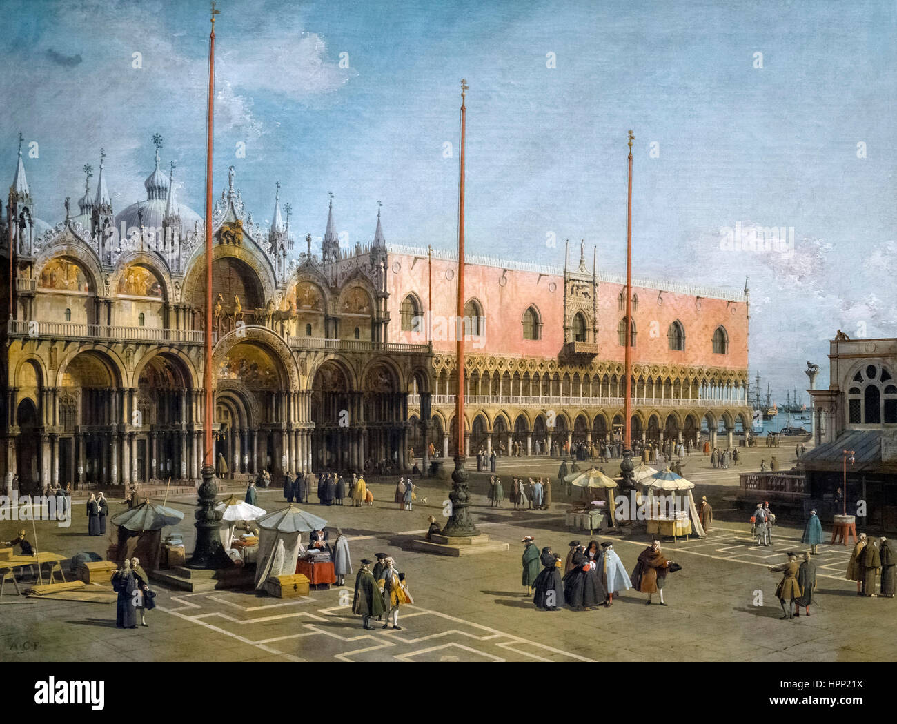 Canaletto painting. St Mark's Square, Venice (Piazza San Marco, Venezia) by Canaletto (1697-1768), oil on canvas, c.1742-44 Stock Photo