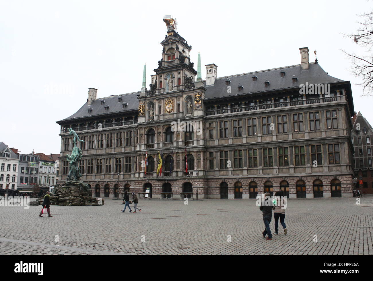 Monumental 16th century renaissance City Hall (Stadhuis van Antwerpen), Antwerp, Belgium. Stock Photo