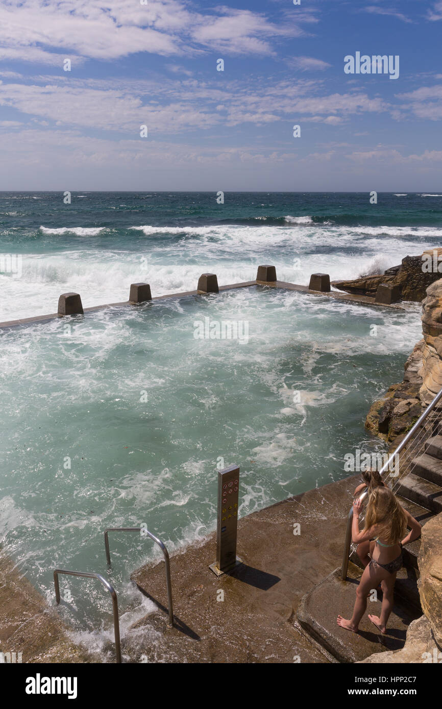 Ross Jones memorial ocean pool at Coogee beach and Coogee Surf Life Saving Club in Sydney,New south wales,Australia Stock Photo