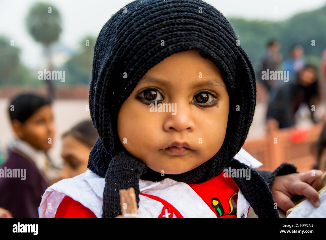 Close Up View Of Baby With Kajal Eyeliner Stock Photo Alamy