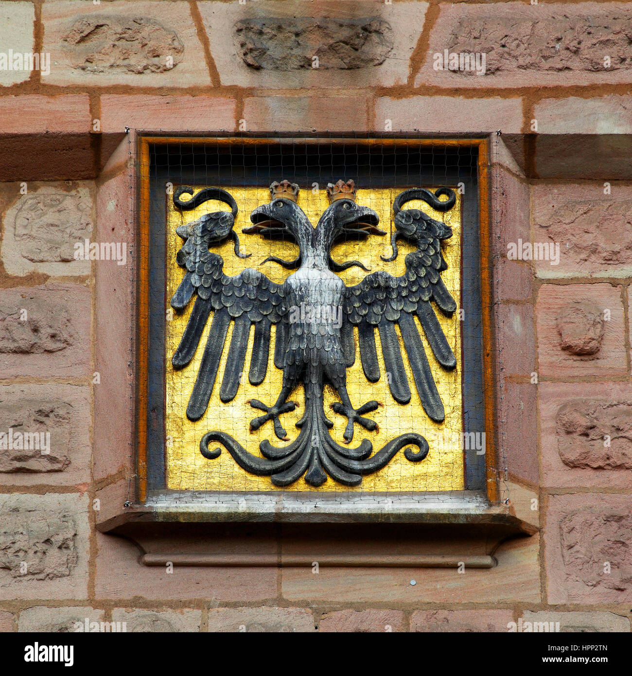 Coat of arms with two-headed eagle in Nuremberg, Germany Stock Photo