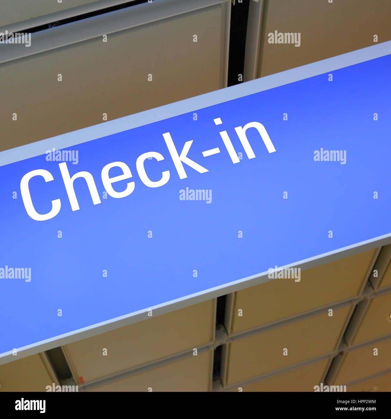 Check-in sign in an airport Stock Photo