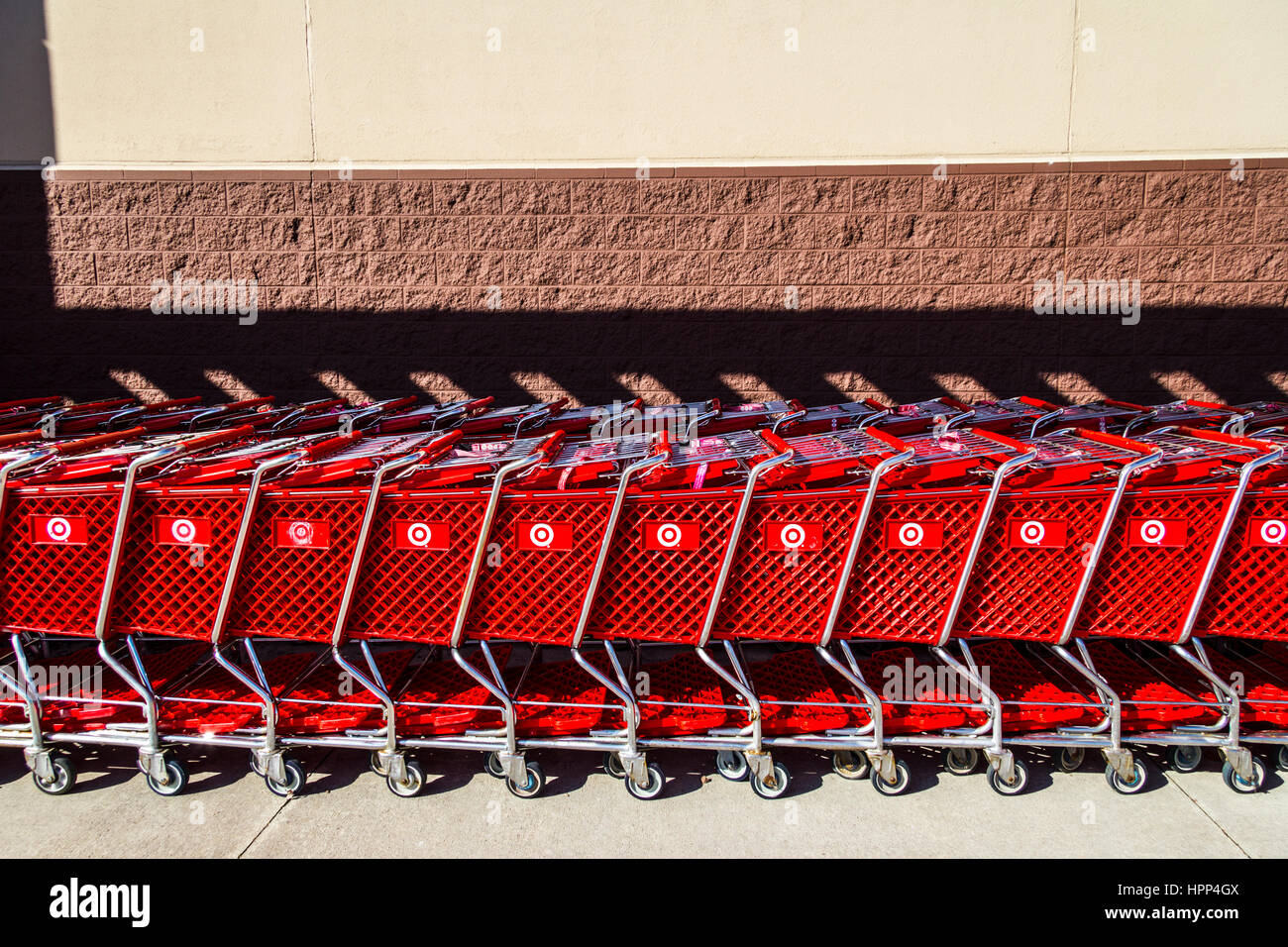 Indianapolis - Circa February 2017: Target Retail Store Baskets. Target Sells Home Goods, Clothing and Electronics XII Stock Photo