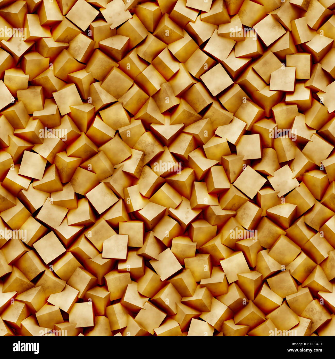 abstract background made of diagonal arranged cubes in shades of brown with grunge (seamless 3d illustration) Stock Photo