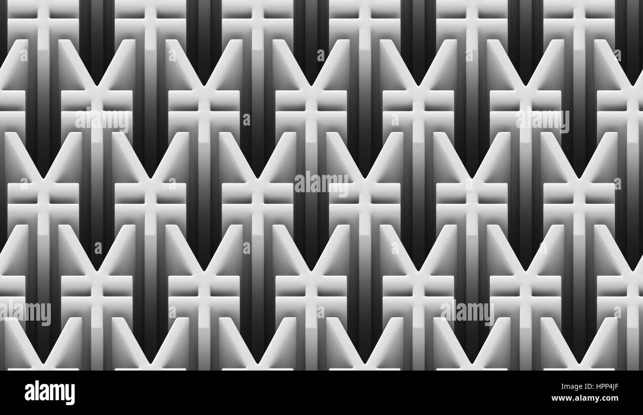 seamless 3d pattern of white yen signs (3d illustration) Stock Photo