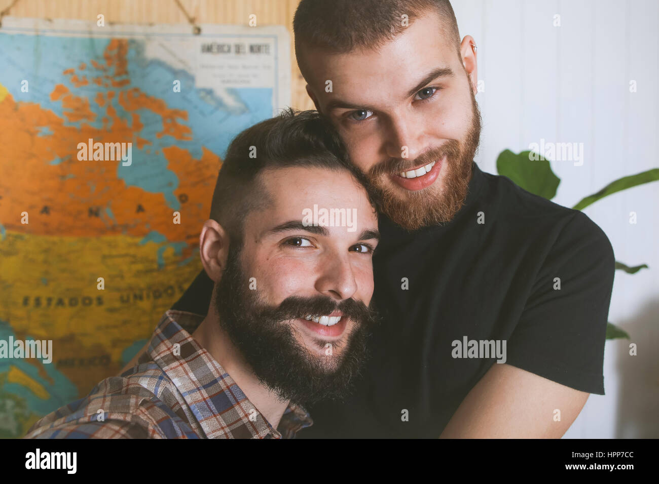 Portrait of happy gay couple Stock Photo