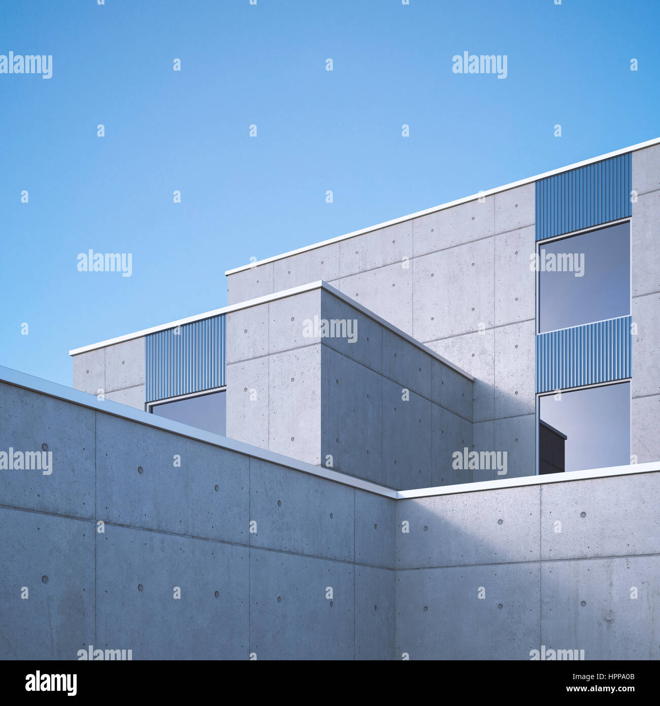 Modern concrete architecture, 3D Rendering Stock Photo Alamy