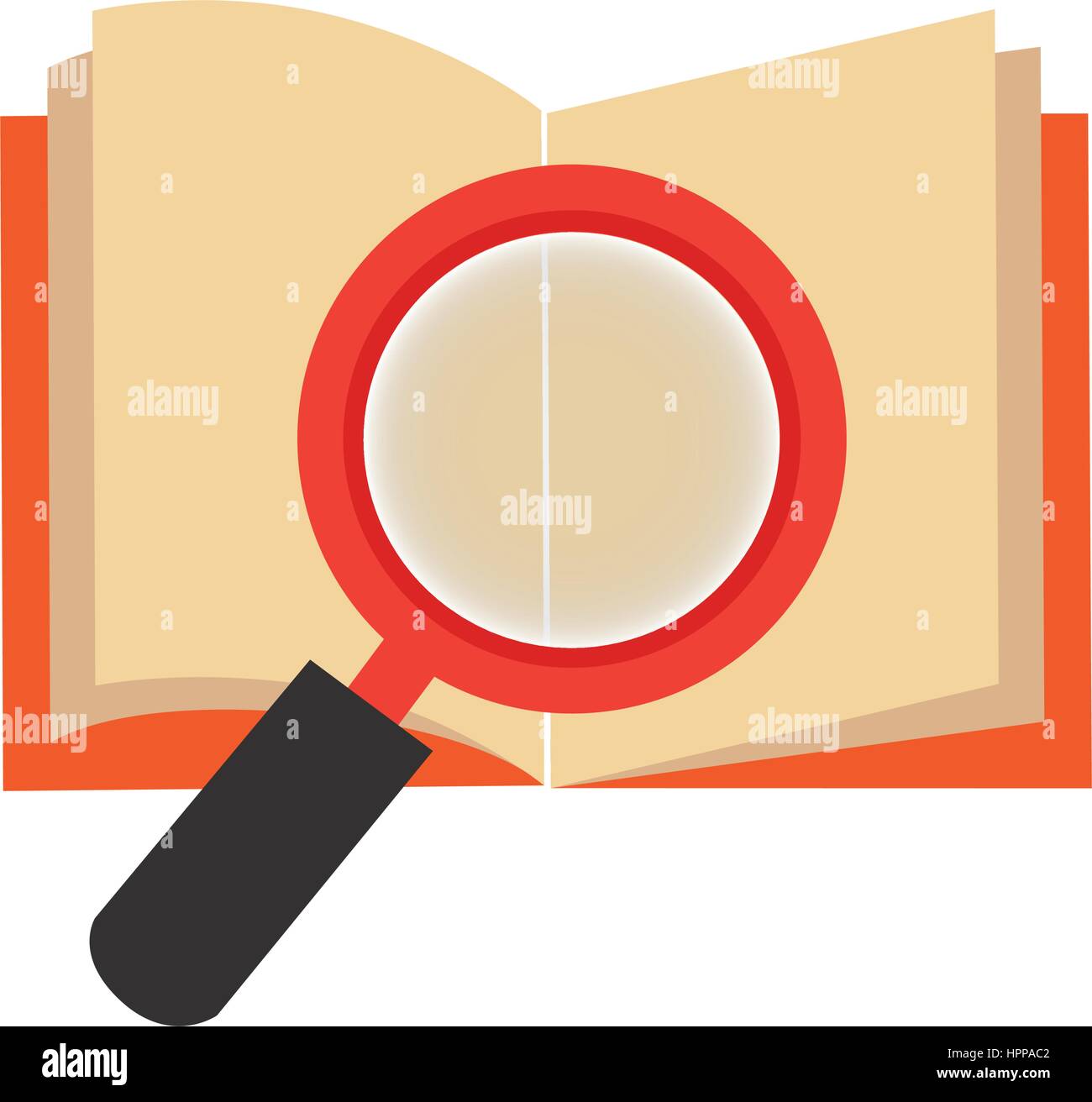 textbook with magnifying glass library isolated icon Stock Vector