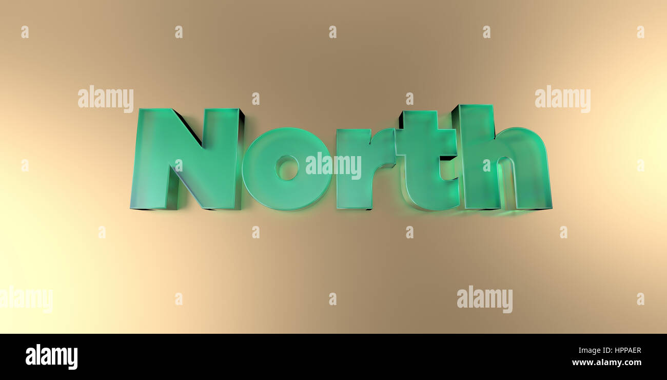 North - colorful glass text on vibrant background - 3D rendered royalty ...