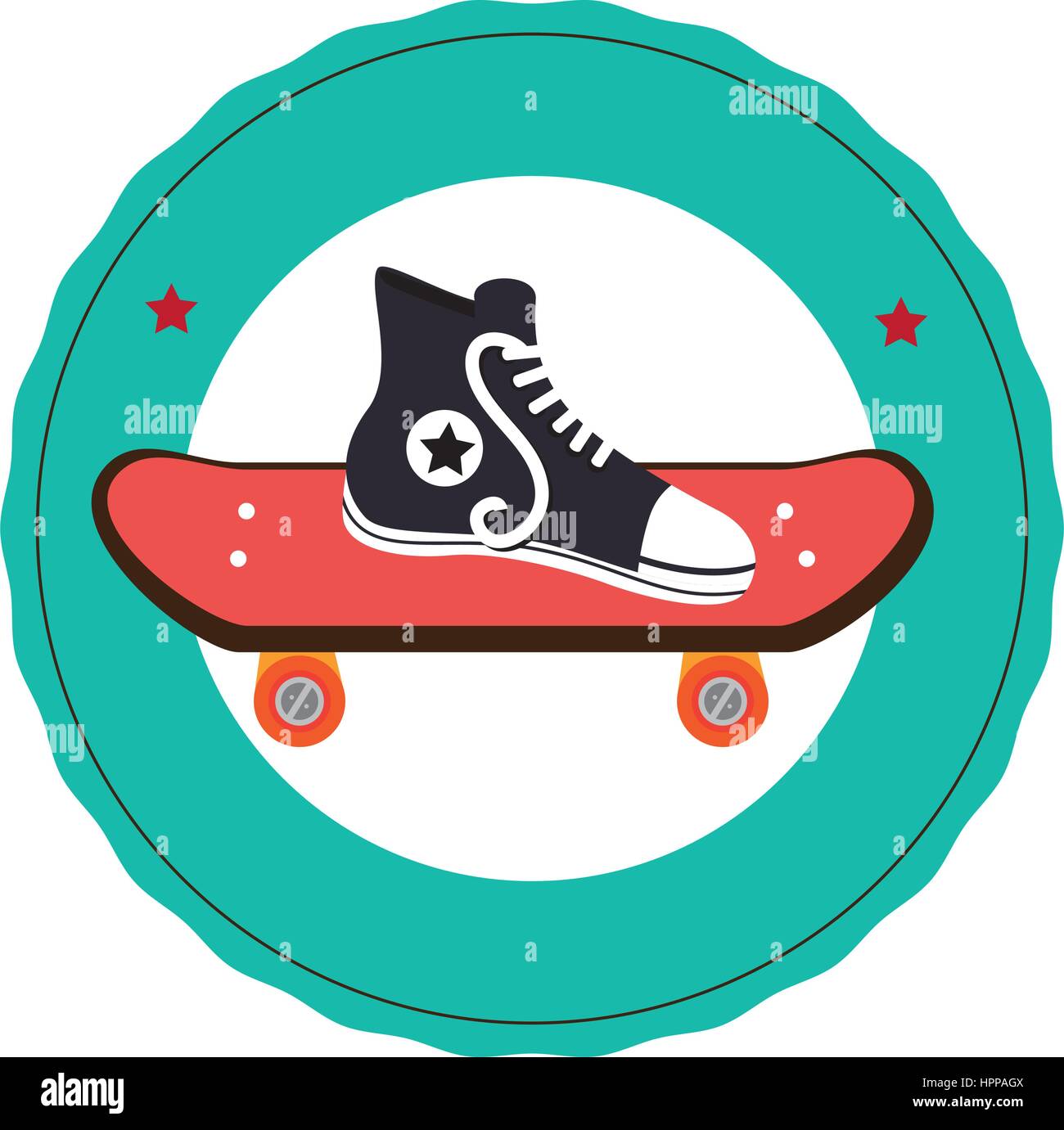 skateboard with young shoe icon Stock Vector Image & Art Alamy