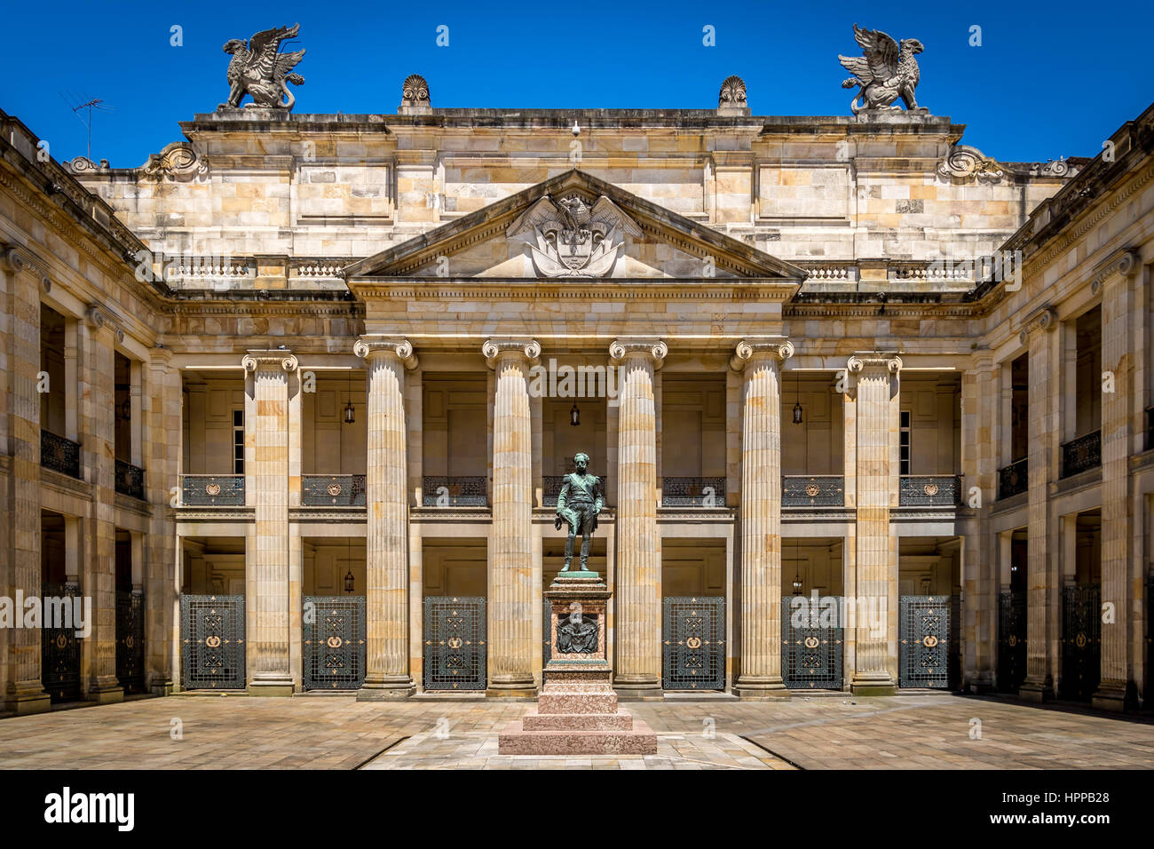 Courtyard of Colombian Capitol and Congress, Bogota - Colombia Stock Photo