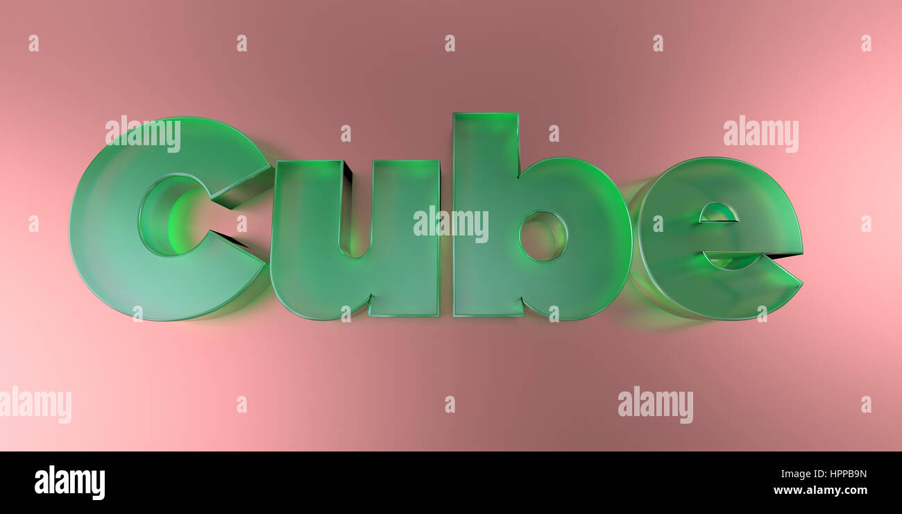 Cube - colorful glass text on vibrant background - 3D rendered royalty ...