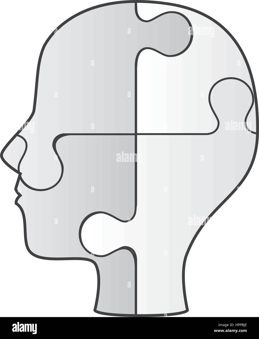 profile human with puzzle game pieces isolated icon Stock Vector