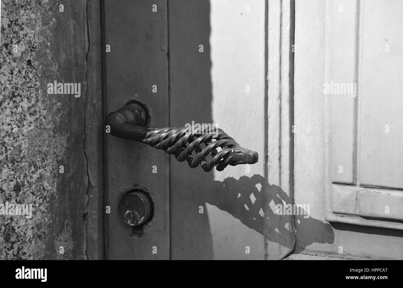 Old door handle. Stock Photo