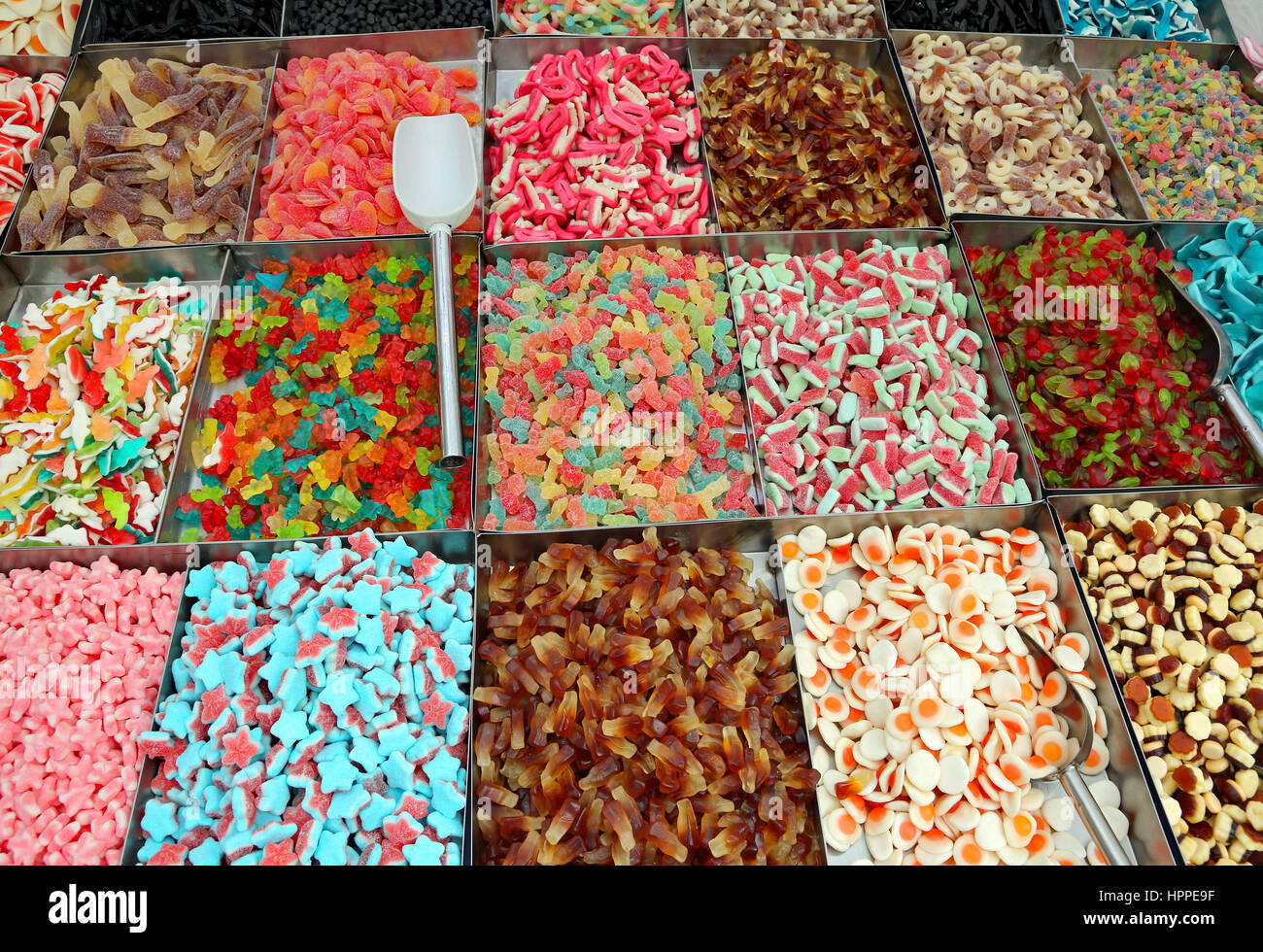 sugar candy on sale in market stall Stock Photo
