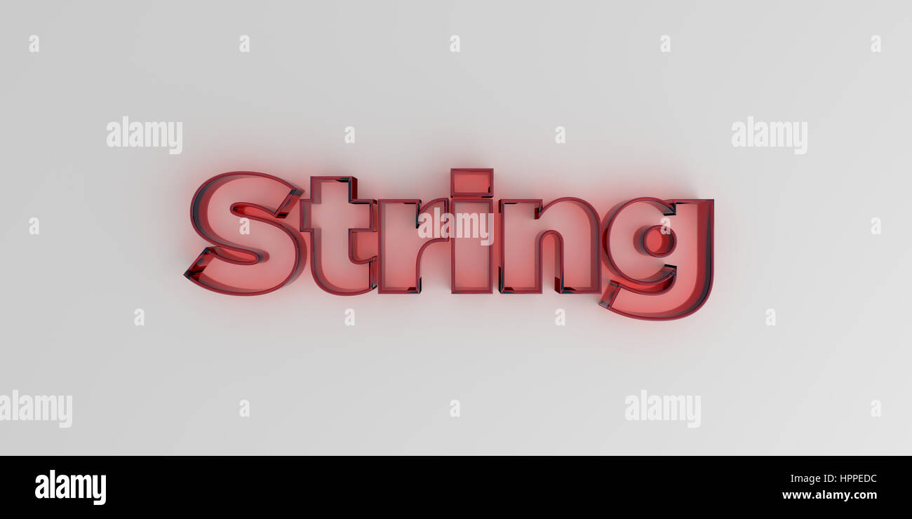Red String Wit Text String - Red glass text on white background - 3D rendered royalty free ...